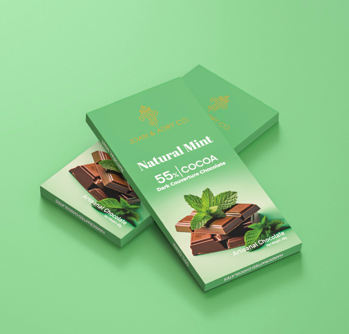 Natural Mint in 55% Dark Couverture Bar