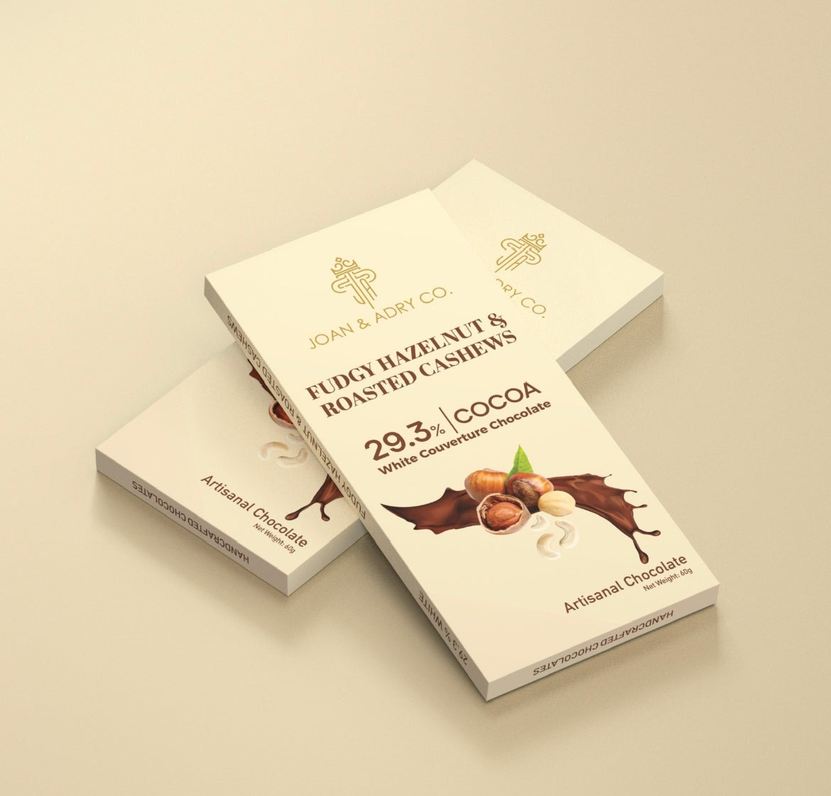 Fudgy Hazelnut Spread & Roasted Cashew in 29.3% White Couverture Bar