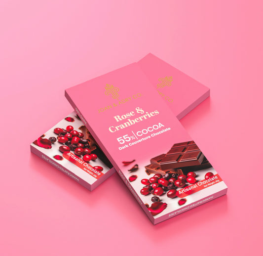 Rose & Cranberries in 55% Dark Couverture Bar