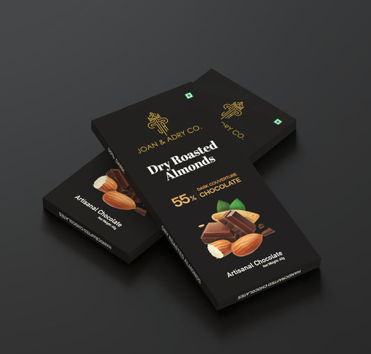 Dry Roasted Almonds in 72% Ghanaian Dark Couverture Bar